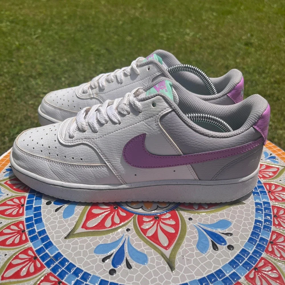 Nike Court Vision Low Next Nature Women 11 White Purple Sneakers FN7141-100 RARE
